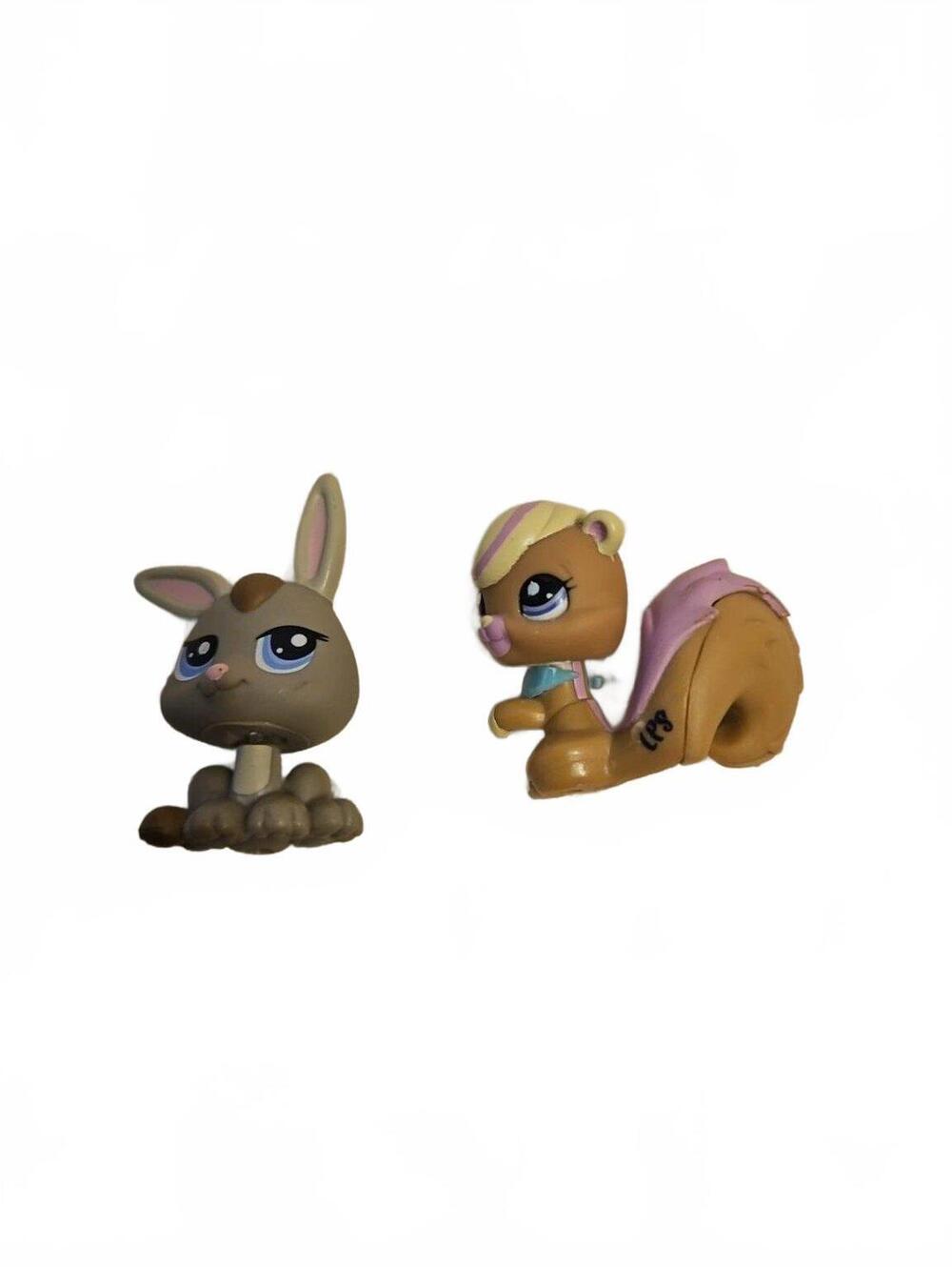 Littlest Pet Shop LPS #1927 Squirrel #1333 Gray Bunny Rabbit Hasbro Lot 2